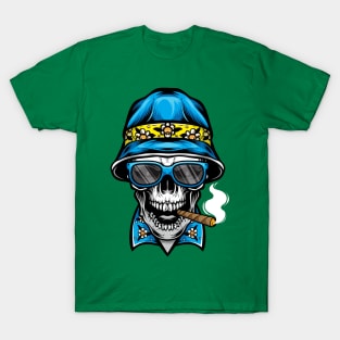 Smoking Skull Funny T-Shirt